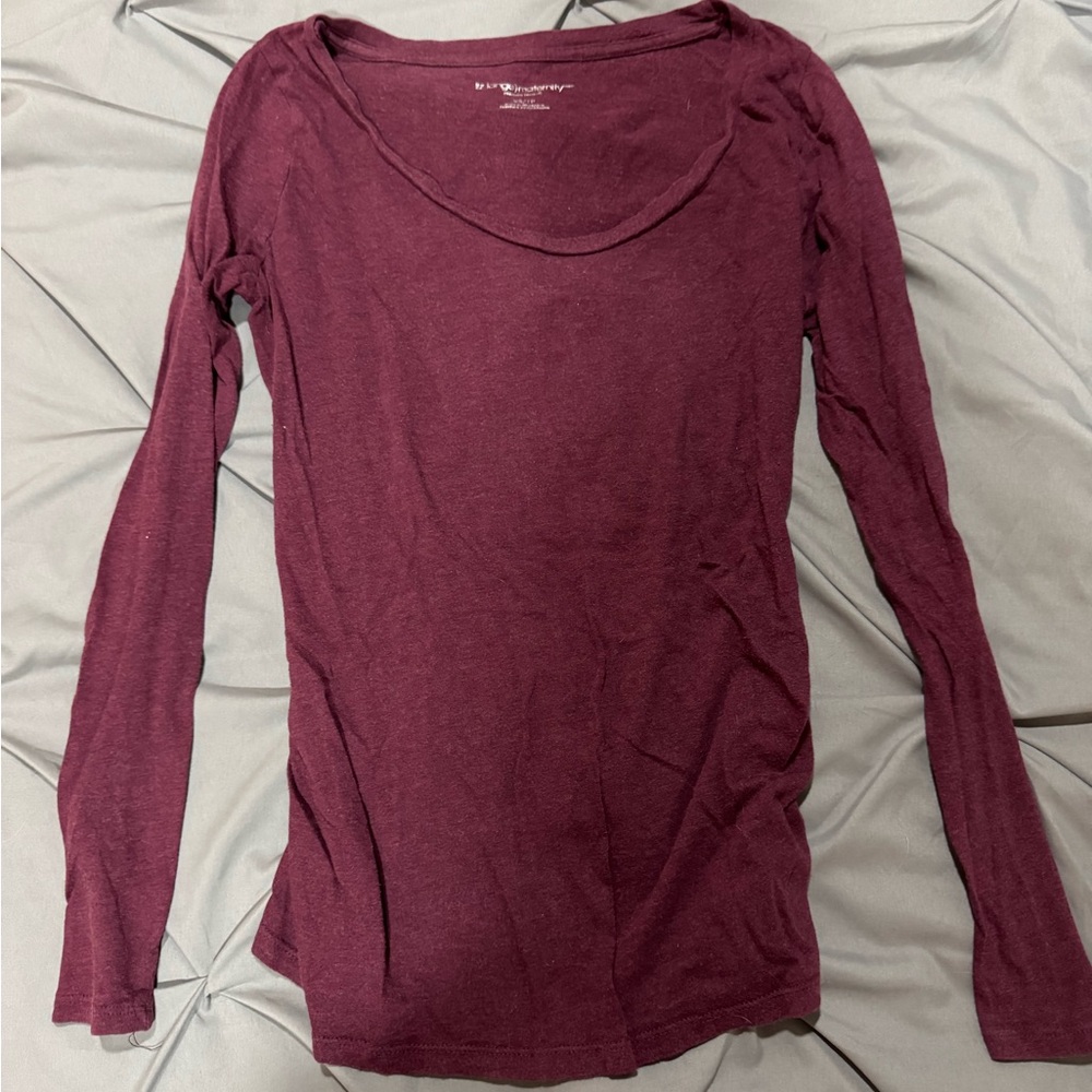 Maternity XS Women's Long Sleeve Top - Burgundy